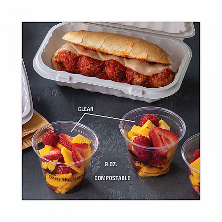 EarthChoice Compostable Cold Cup, 9 oz, Plastic, Clear/Printed, 975/Carton (YPLA9CEC)