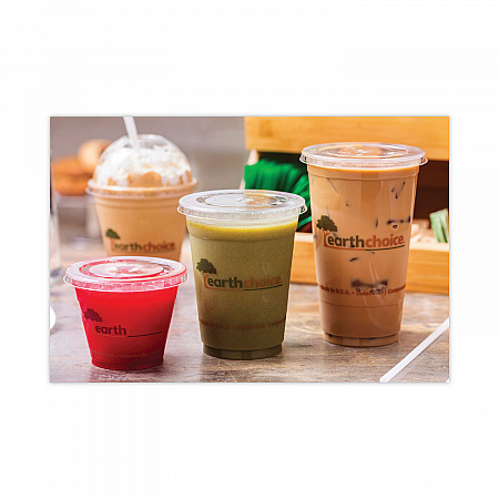 EarthChoice Compostable Cold Cup, 24 oz, Plastic, Clear/Printed, 580/Carton (YPLA24CEC)