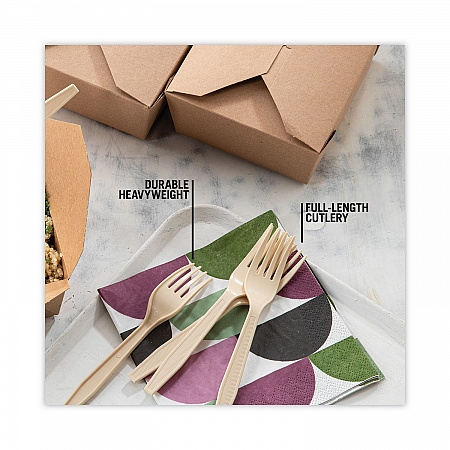 EarthChoice PSM Cutlery, Heavyweight Fork, Plastic, Tan, 1,000/Carton (YPSMFTEC)