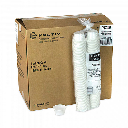Plastic Portion Cup, 2 oz, Translucent, 200/Bag, 12 Bags/Carton (YS200)