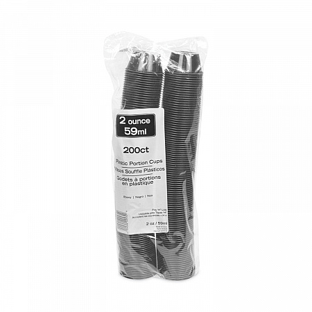 Plastic Portion Cup, 2 oz, Black, 200/Bag, 12 Bags/Carton (YS200E)