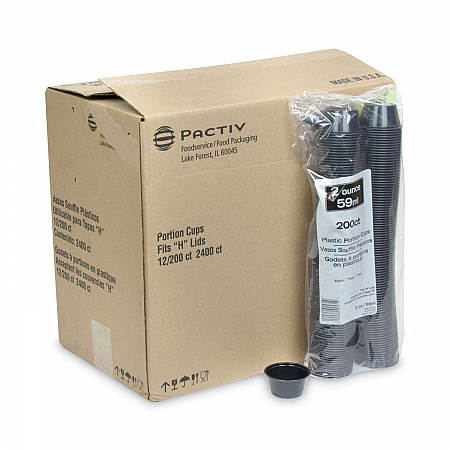 Plastic Portion Cup, 2 oz, Black, 200/Bag, 12 Bags/Carton (YS200E)