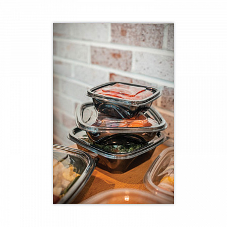 EarthChoice Square Recycled Bowl Flat Lid, 5.5 x 5.5 x 0.75, Clear, Plastic, 504/Carton (YSACLF05)