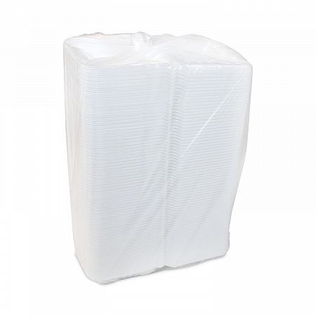 Vented Foam Hinged Lid Container, Dual Tab Lock Economy, 8.4 x 8 x 3, White, 150/Carton (YTD18801ECON)