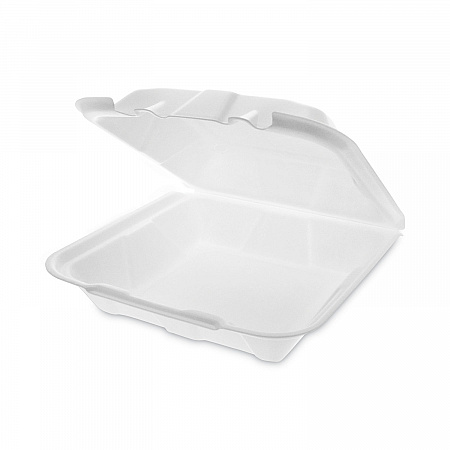 Vented Foam Hinged Lid Container, Dual Tab Lock Economy, 9.1 x 9 x 3.3, White, 150/Carton (YTD19901ECON)