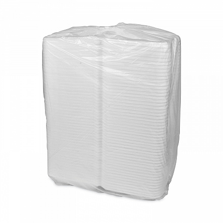 Vented Foam Hinged Lid Container, Dual Tab Lock Economy, 9.1 x 9 x 3.3, White, 150/Carton (YTD19901ECON)