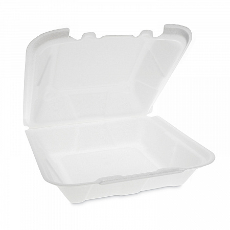 Vented Foam Hinged Lid Container, Dual Tab Lock, 9.13 x 9 x 3.25, White, 150/Carton (YTD199010000)