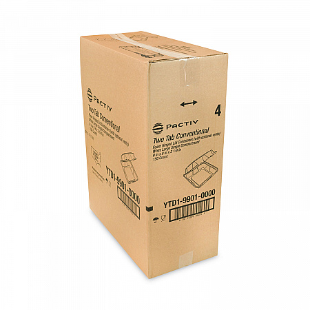 Vented Foam Hinged Lid Container, Dual Tab Lock, 9.13 x 9 x 3.25, White, 150/Carton (YTD199010000)
