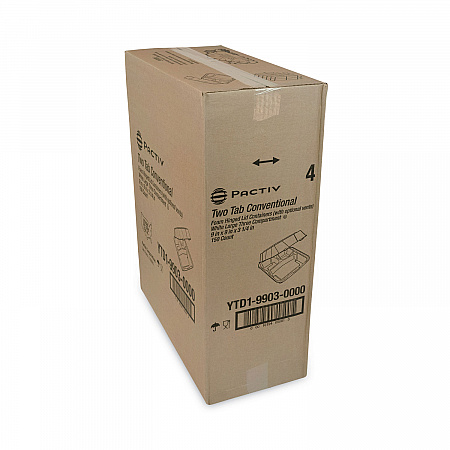Vented Foam Hinged Lid Container, Dual Tab Lock, 3 Compartments, 9.1 x 9 x 3.3, White, 150/Carton (YTD199030000)