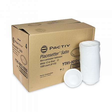 Placesetter Satin Non-Laminated Foam Dinnerware, Bowl, 12 oz, White, 1,000/Carton (YTH100120000)