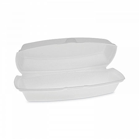Foam Hinged Lid Container, Single Tab Lock Hot Dog, 7.25
