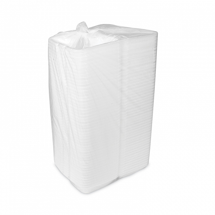 Foam Hinged Lid Container, Single Tab Lock #205 Utility, 9.2 x 6.5 x 2.8, White, 150/Carton (YTH102050001)