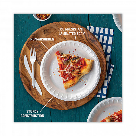 Placesetter Deluxe Laminated Foam Dinnerware, Plate, 8.88