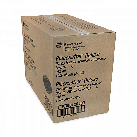 Placesetter Deluxe Laminated Foam Dinnerware, Bowl, 12 oz, Black, 1,000/Carton (YTKB00120000)
