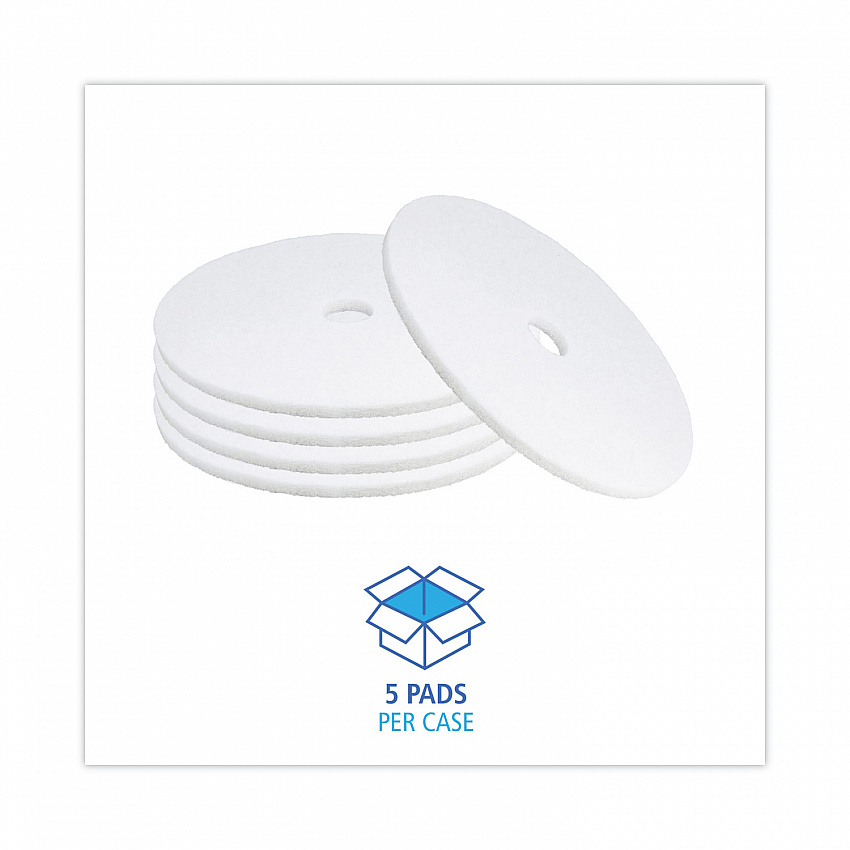 Polishing Floor Pads, 21" Diameter, White, 5/Carton (4021WHI)