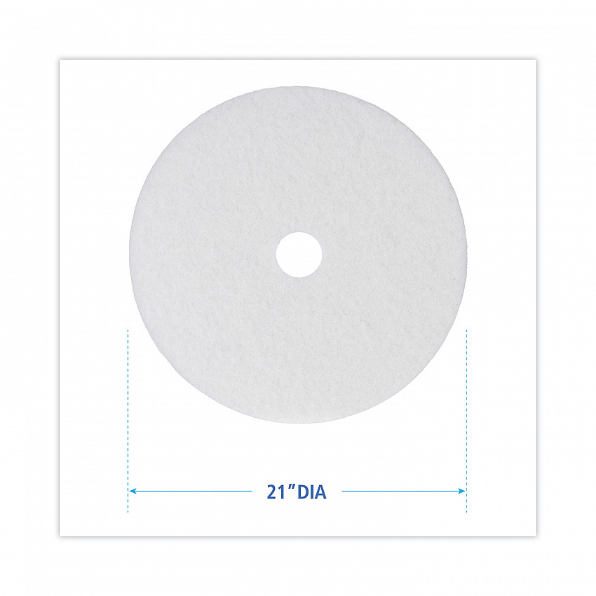 Polishing Floor Pads, 21" Diameter, White, 5/Carton (4021WHI)