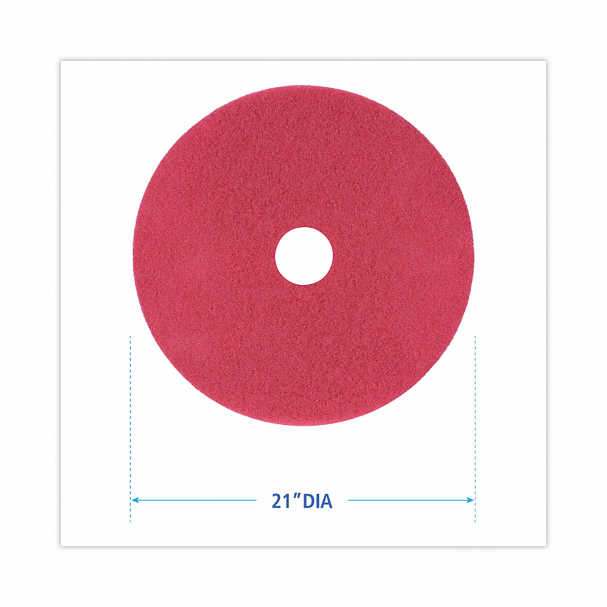 Buffing Floor Pads, 21" Diameter, Red, 5/Carton (4021RED)