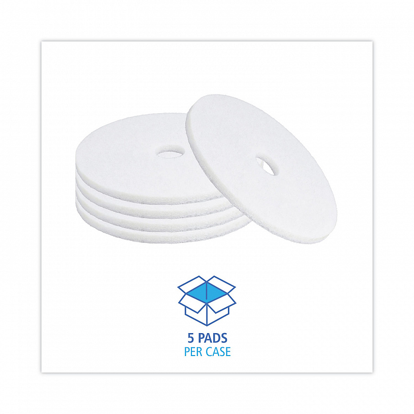 Polishing Floor Pads, 20" Diameter, White, 5/Carton (4020WHI)