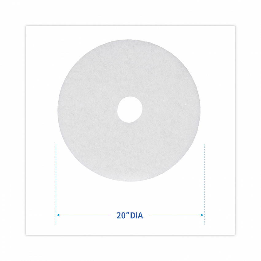 Polishing Floor Pads, 20" Diameter, White, 5/Carton (4020WHI)