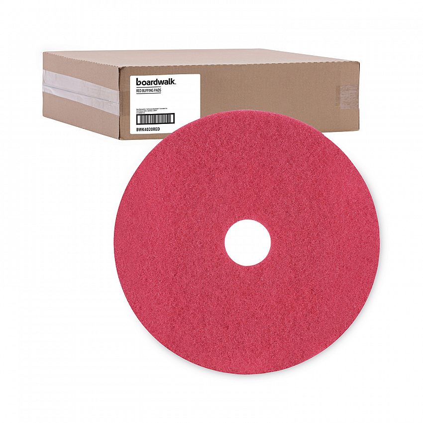 Buffing Floor Pads, 20" Diameter, Red, 5/Carton (4020RED)