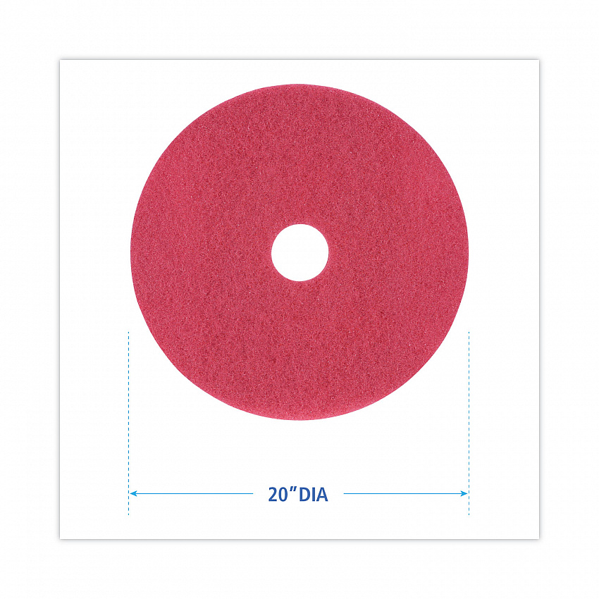 Buffing Floor Pads, 20" Diameter, Red, 5/Carton (4020RED)