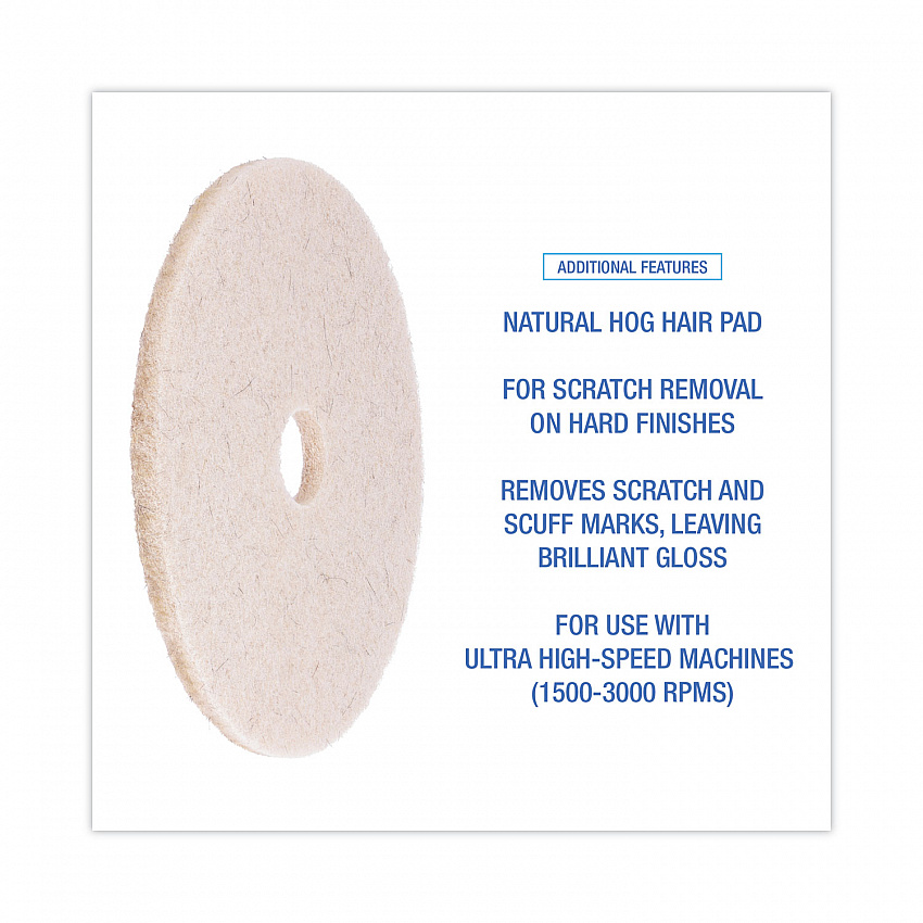 Natural Hog Hair Burnishing Floor Pads, 20" Diameter, Tan, 5/Carton (4020NHE)