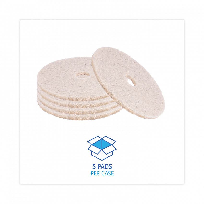 Natural Hog Hair Burnishing Floor Pads, 20" Diameter, Tan, 5/Carton (4020NHE)
