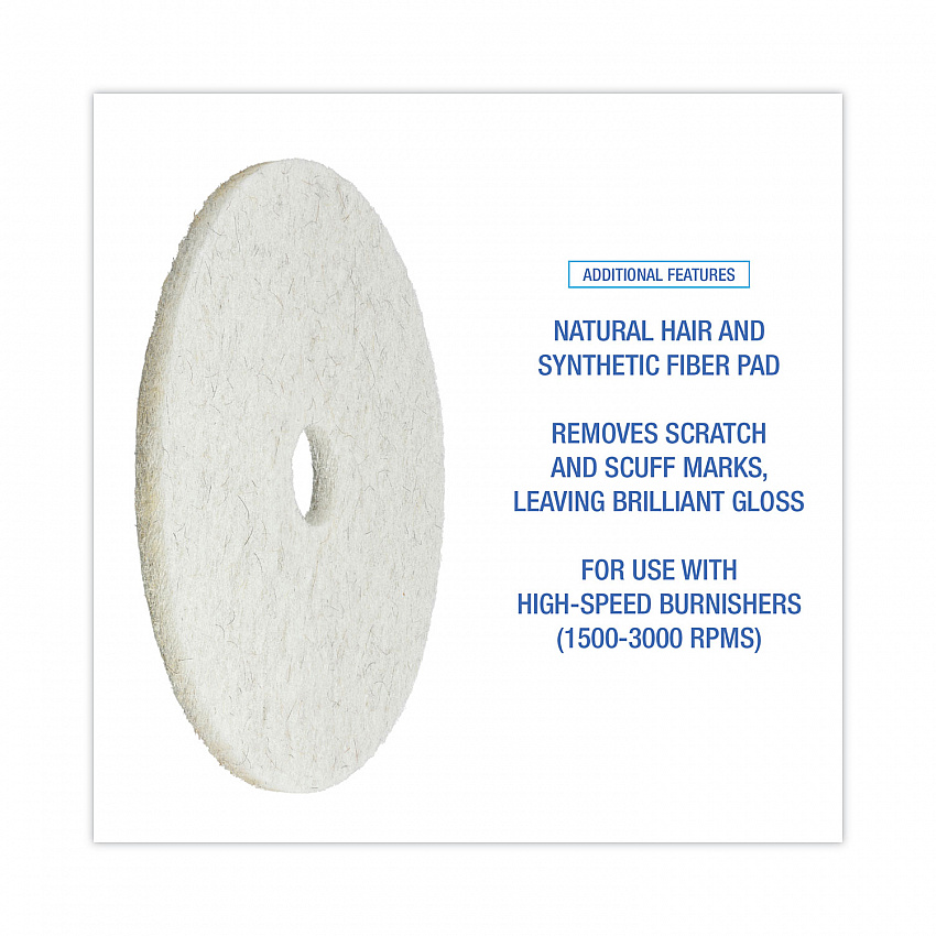 Natural Burnishing Floor Pads, 20" Diameter, White, 5/Carton (4020NAT)