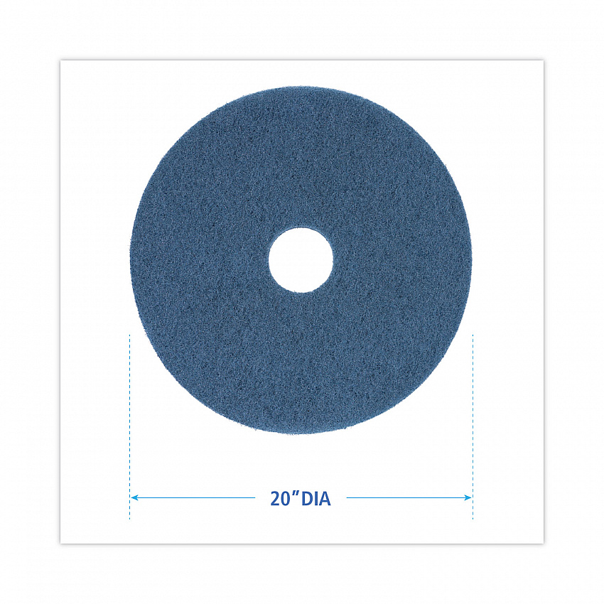 Scrubbing Floor Pads, 20" Diameter, Blue, 5/Carton (4020BLU)