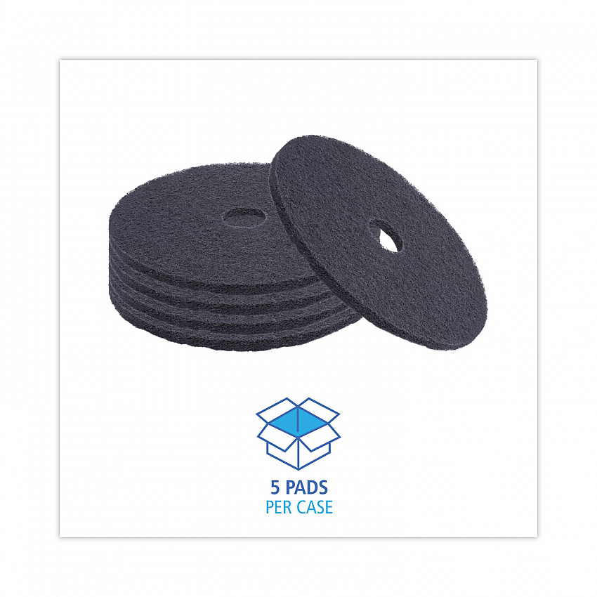 Stripping Floor Pads, 20" Diameter, Black, 5/Carton (4020BLA)