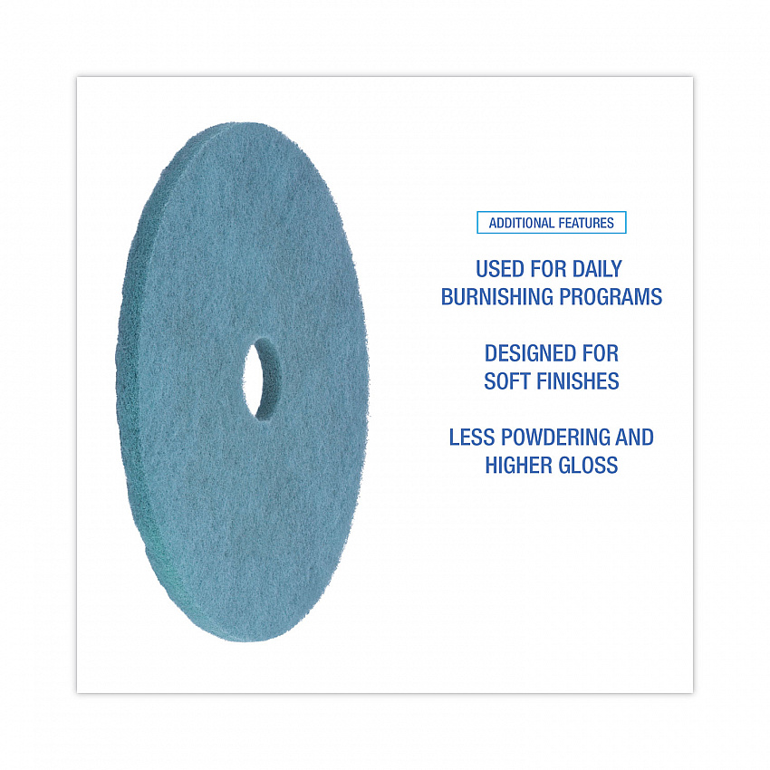 Burnishing Floor Pads, 20" Diameter, Aqua, 5/Carton (4020AQU)