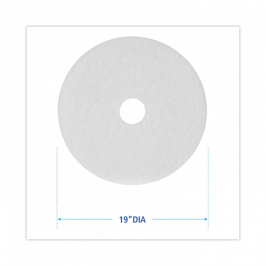 Polishing Floor Pads, 19" Diameter, White, 5/Carton (4019WHI)