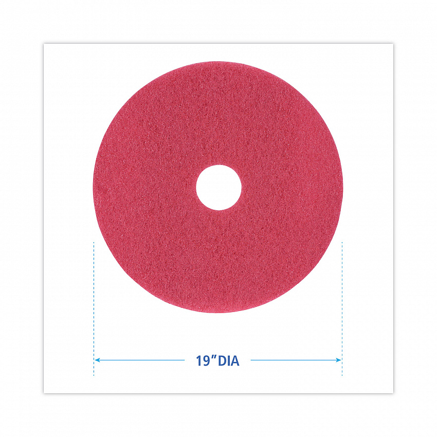 Buffing Floor Pads, 19" Diameter, Red, 5/Carton (4019RED)