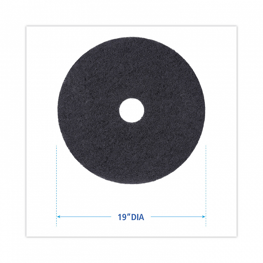 Stripping Floor Pads, 19" Diameter, Black, 5/Carton (4019BLA)