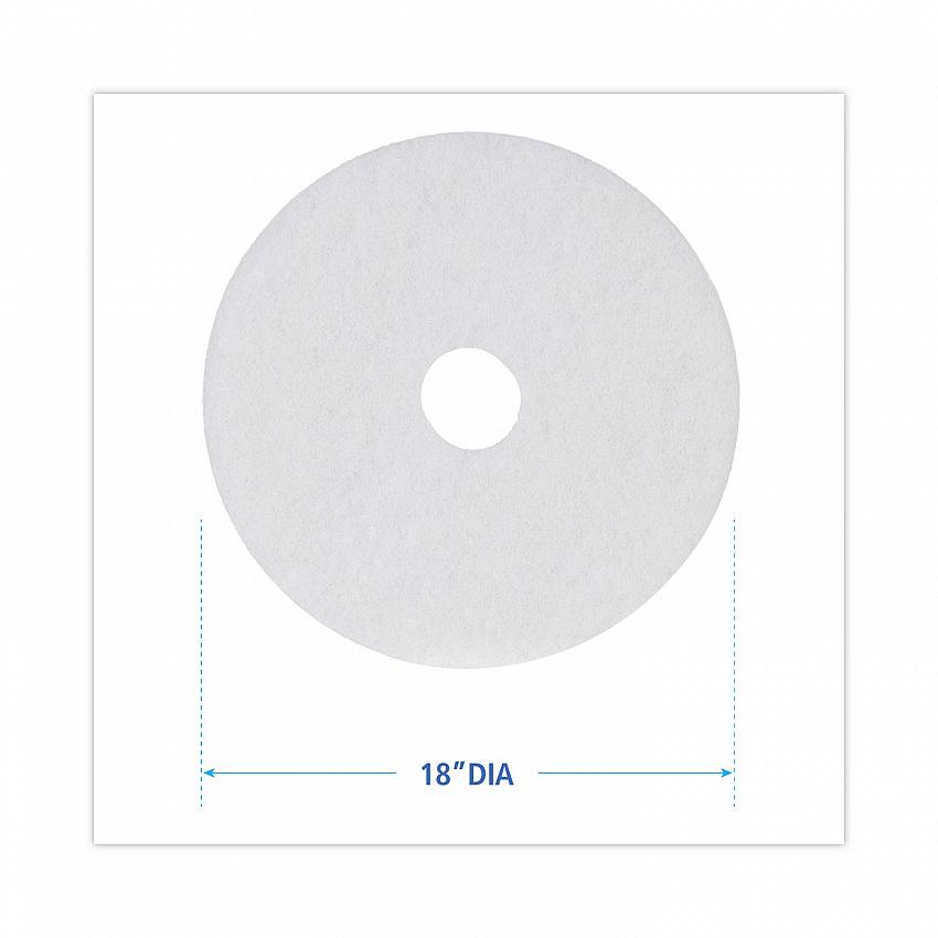 Polishing Floor Pads, 18" Diameter, White, 5/Carton (4018WHI)
