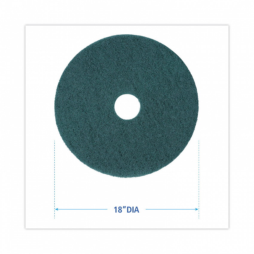 Heavy-Duty Scrubbing Floor Pads, 18" Diameter, Green, 5/Carton (4018GRE)