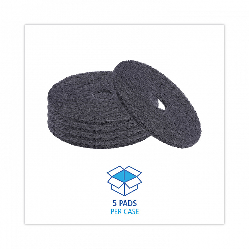 Stripping Floor Pads, 18" Diameter, Black, 5/Carton (4018BLA)