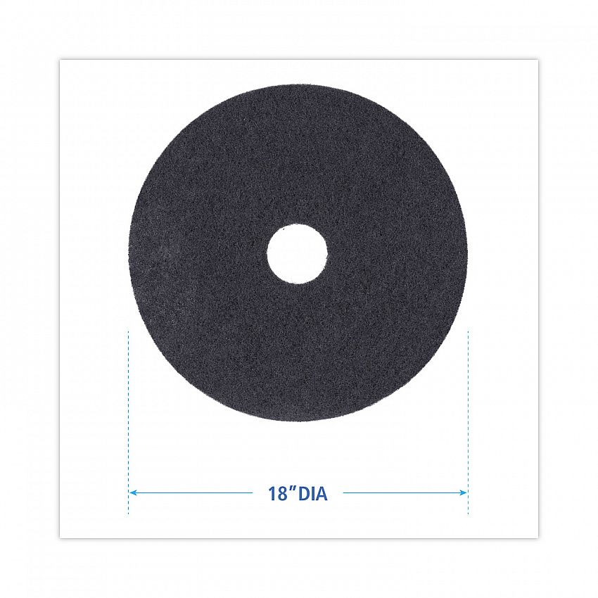 Stripping Floor Pads, 18" Diameter, Black, 5/Carton (4018BLA)