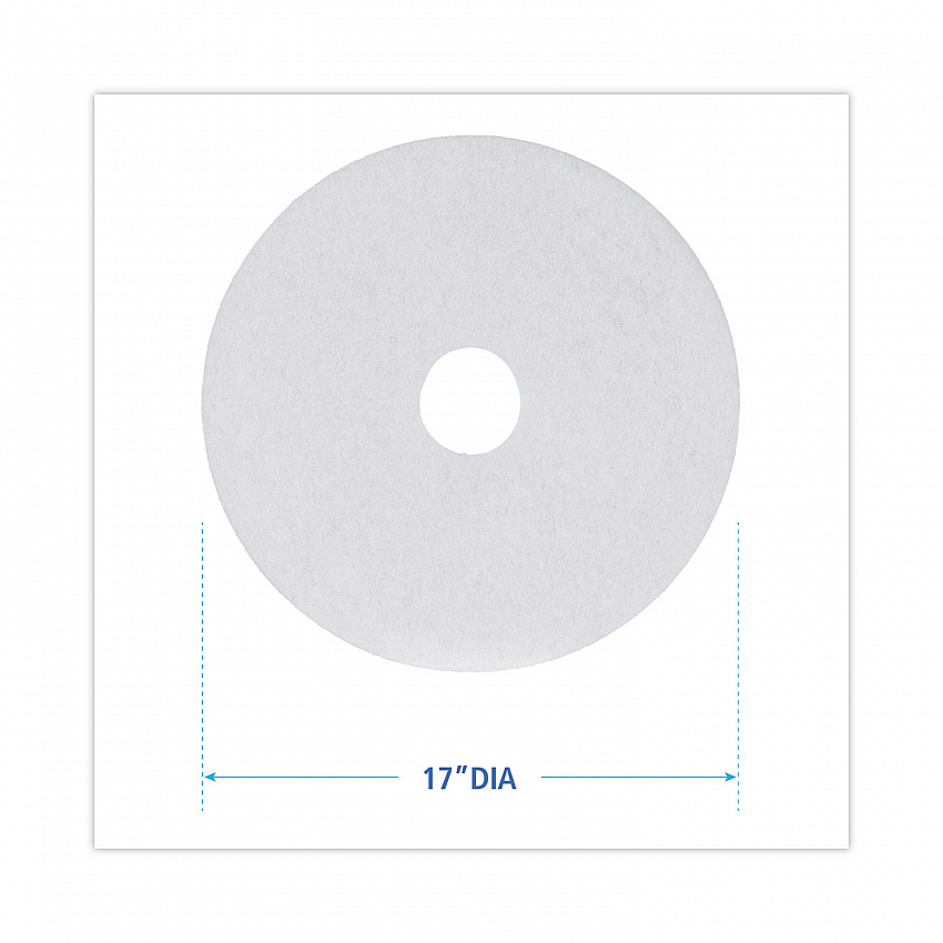 Polishing Floor Pads, 17" Diameter, White, 5/Carton (4017WHI)