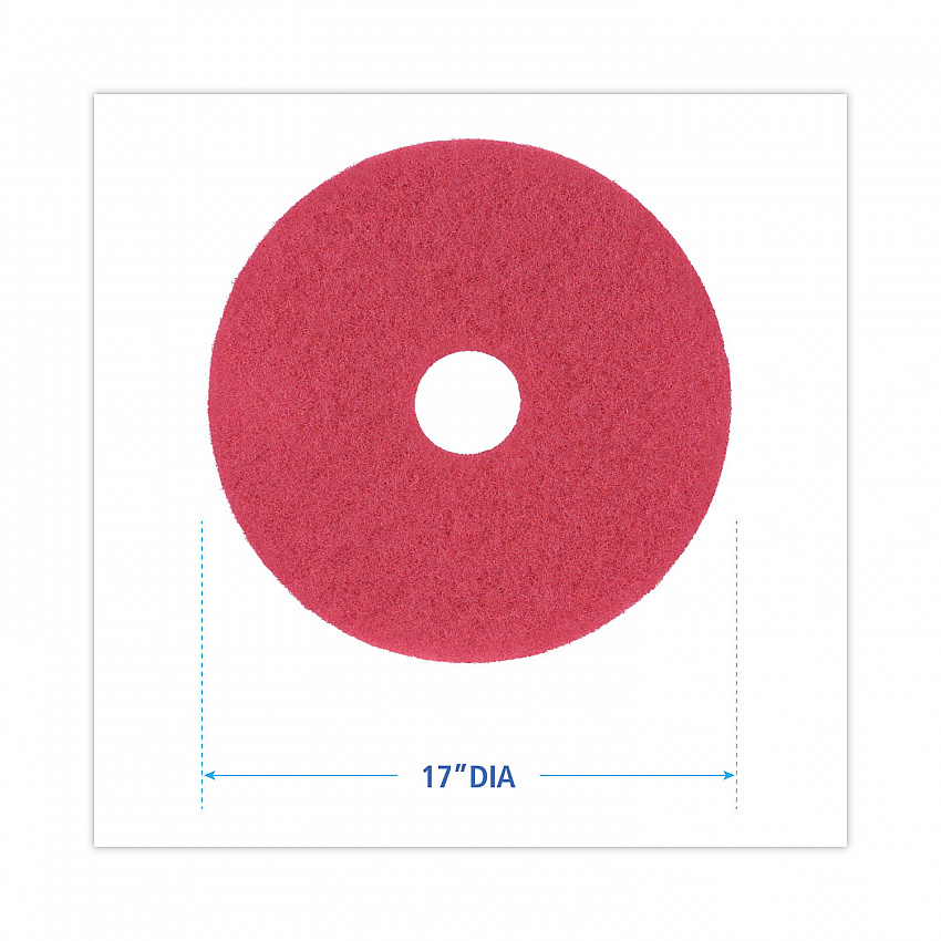 Buffing Floor Pads, 17" Diameter, Red, 5/Carton (4017RED)
