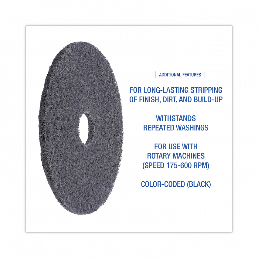 High Performance Stripping Floor Pads, 17" Diameter, Black, 5/Carton (4017HIP)