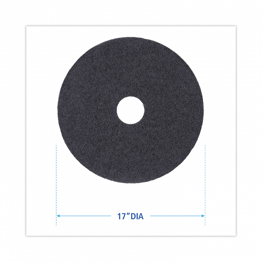 Stripping Floor Pads, 17" Diameter, Black, 5/Carton (4017BLA)
