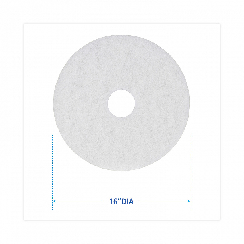 Polishing Floor Pads, 16" Diameter, White, 5/Carton (4016WHI)