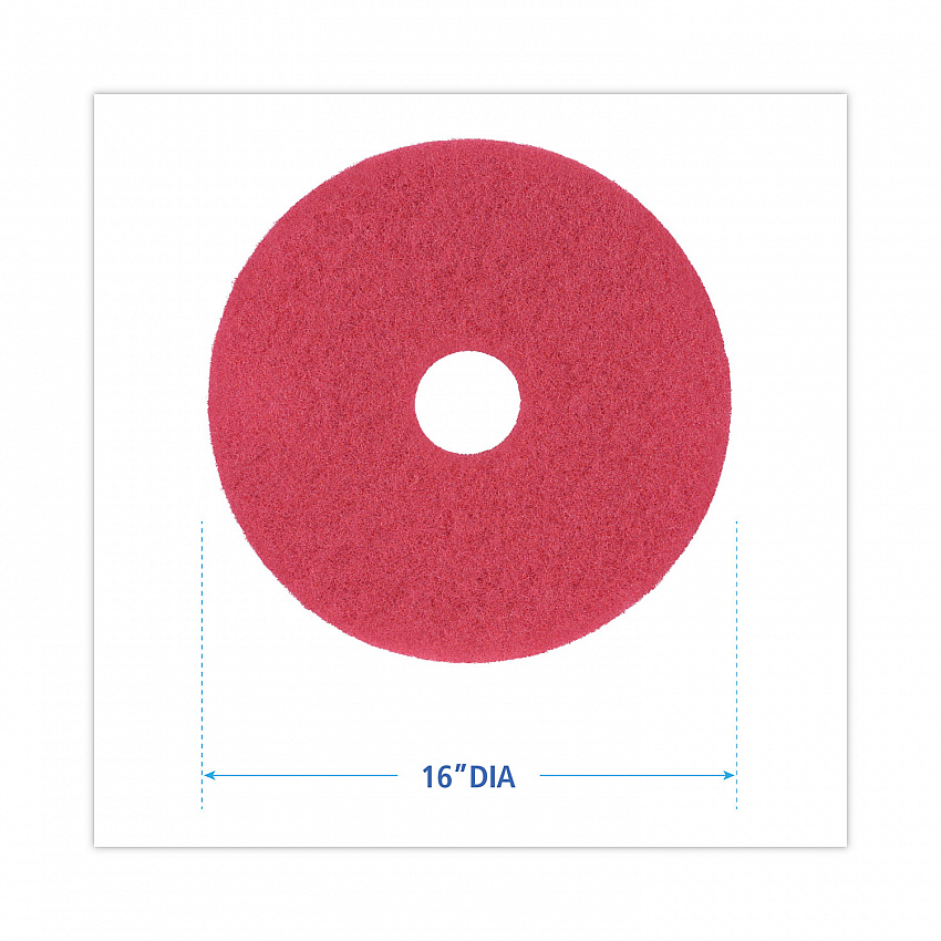 Buffing Floor Pads, 16" Diameter, Red, 5/Carton (4016RED)