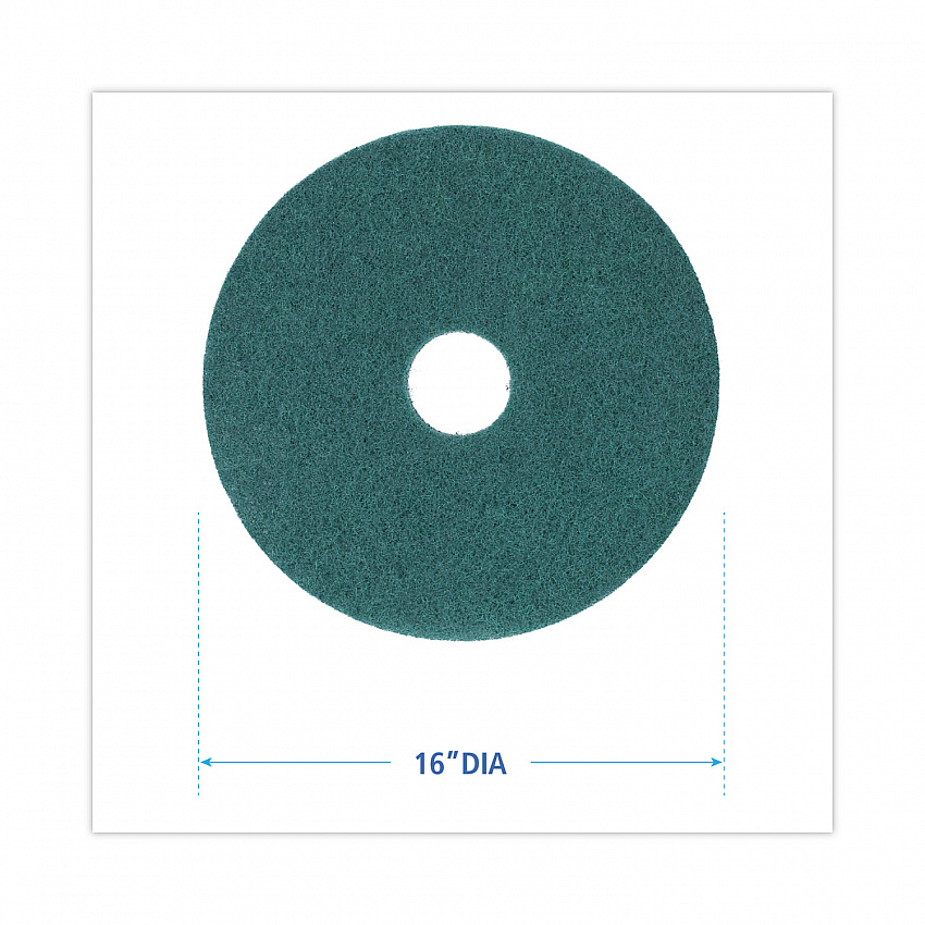 Heavy-Duty Scrubbing Floor Pads, 16" Diameter, Green, 5/Carton (4016GRE)