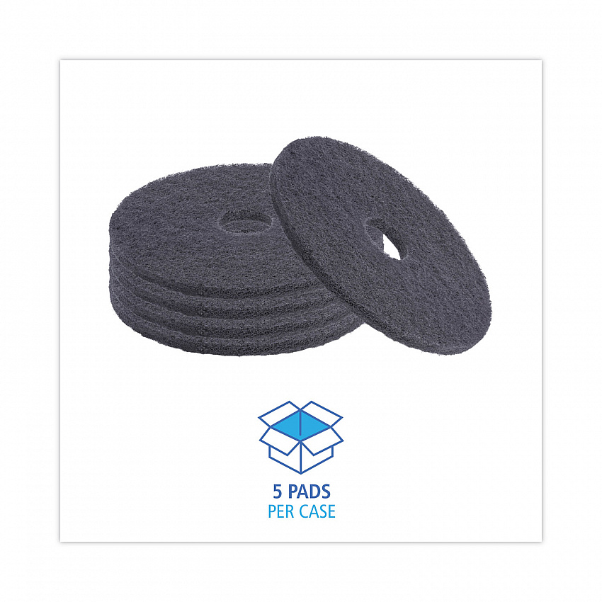 Stripping Floor Pads, 16" Diameter, Black, 5/Carton (4016BLA)