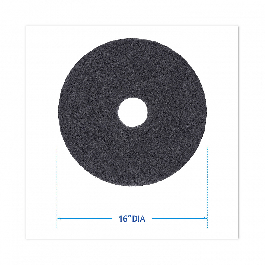 Stripping Floor Pads, 16" Diameter, Black, 5/Carton (4016BLA)
