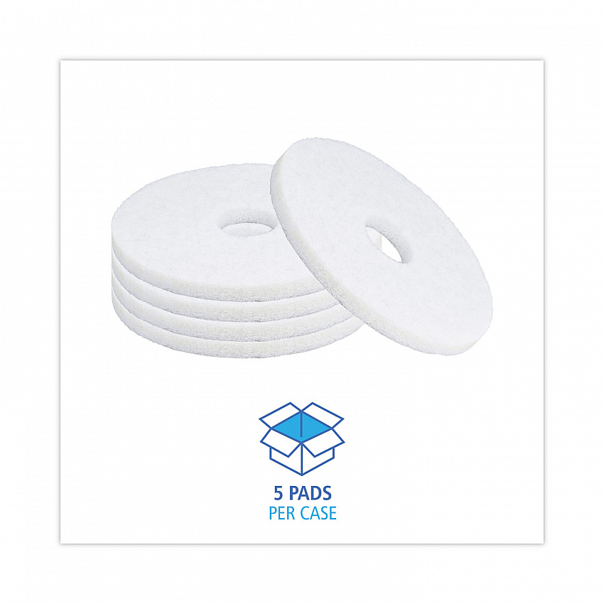 Polishing Floor Pads, 14" Diameter, White, 5/Carton (4014WHI)
