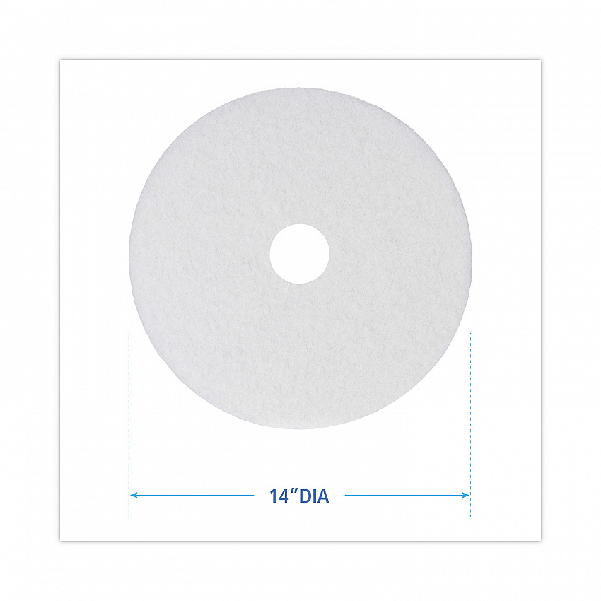 Polishing Floor Pads, 14" Diameter, White, 5/Carton (4014WHI)