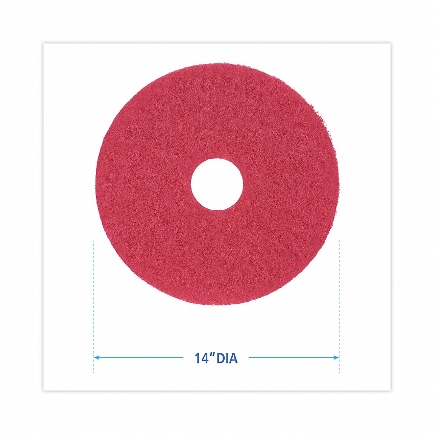 Buffing Floor Pads, 14" Diameter, Red, 5/Carton (4014RED)